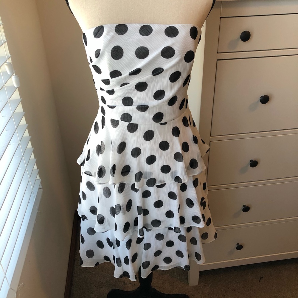 WHBM polka dot strapless dress